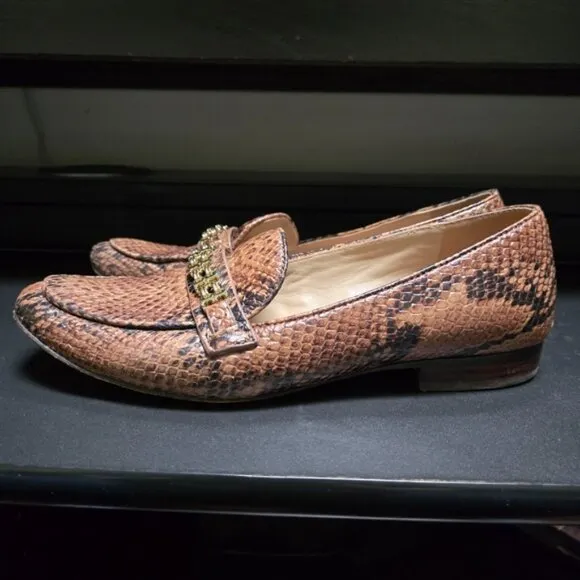 Tory Burch Gemini Link Snake Embossed Loafers