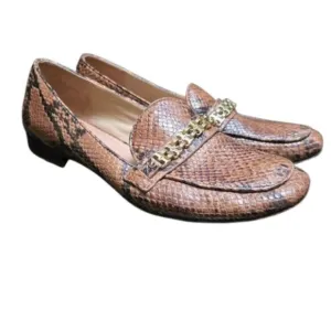 Tory Burch Gemini Link Snake Embossed Loafers