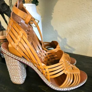 Tory Burch Pecha Leather Woven Sandals