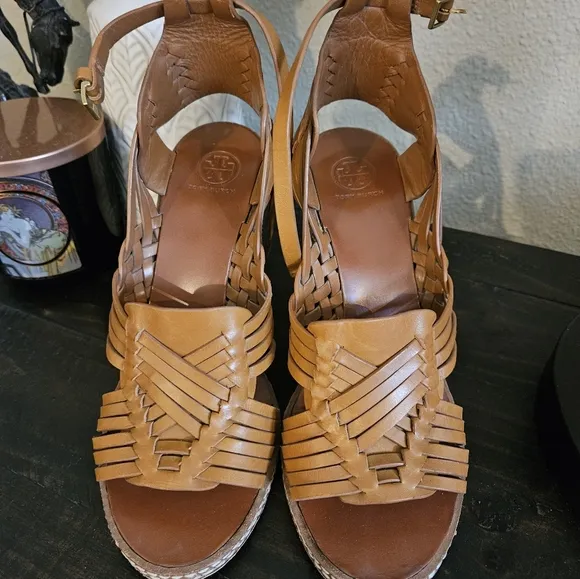 Tory Burch Pecha Leather Woven Sandals