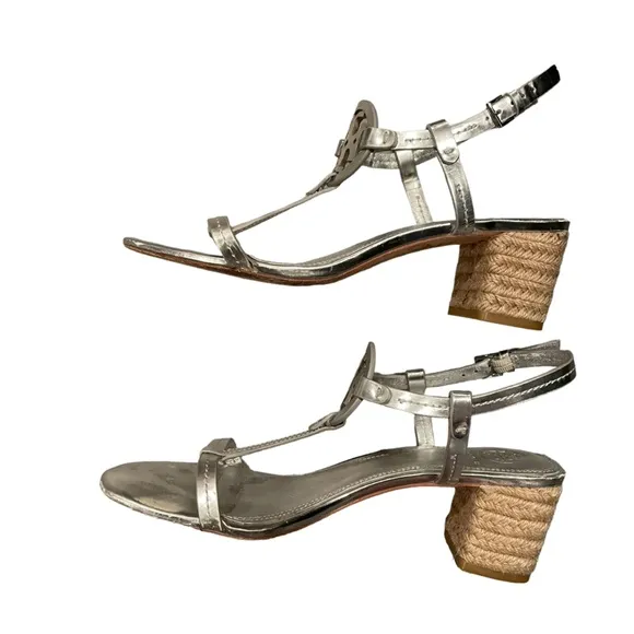 Tory Burch Silver 65mm Espadrille Sandals