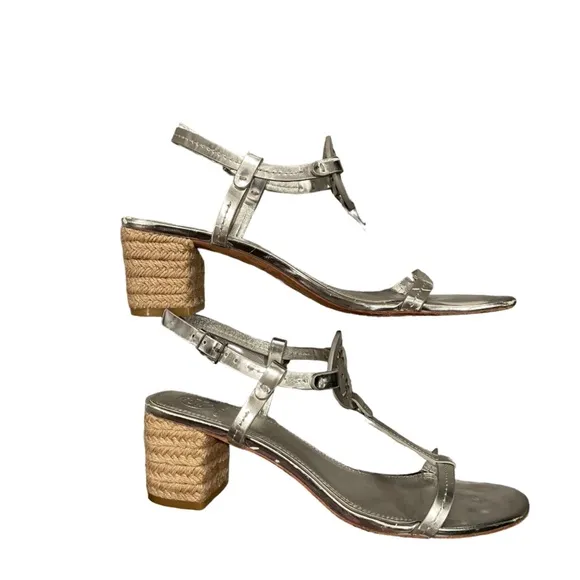 Tory Burch Silver 65mm Espadrille Sandals