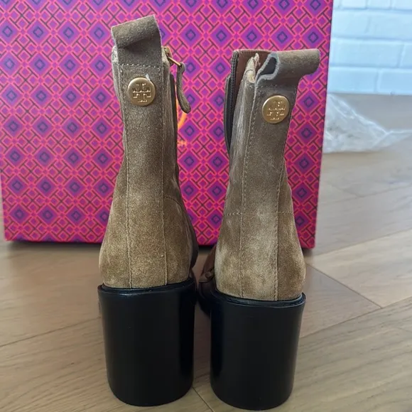 Tory Burch Tan and Black Heeled Boots