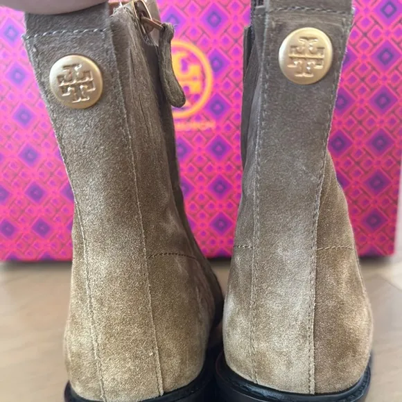 Tory Burch Tan and Black Heeled Boots