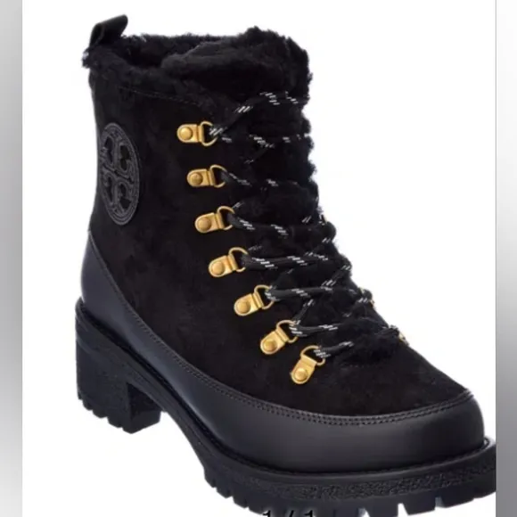 TORY BURCH Thea Suede &amp; Shearling Boots
