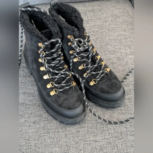 TORY BURCH Thea Suede &amp; Shearling Boots