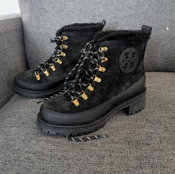 TORY BURCH Thea Suede &amp; Shearling Boots