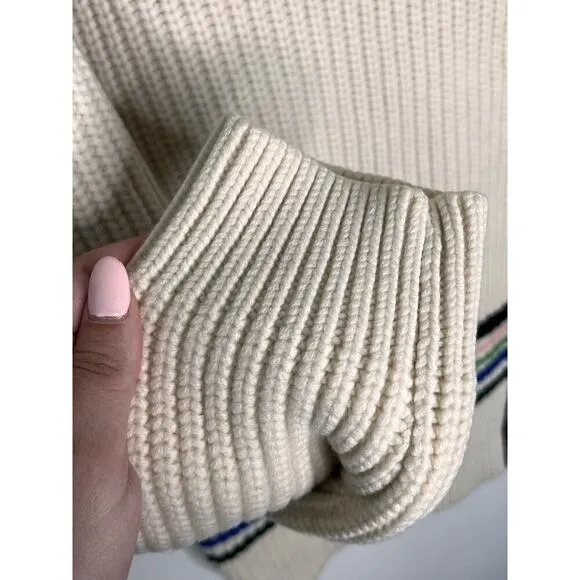Tory Sport Merino Wool Long Sleeve Turtleneck Tunic Sweater Beige Women's Size S