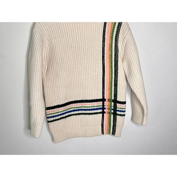 Tory Sport Merino Wool Long Sleeve Turtleneck Tunic Sweater Beige Women's Size S