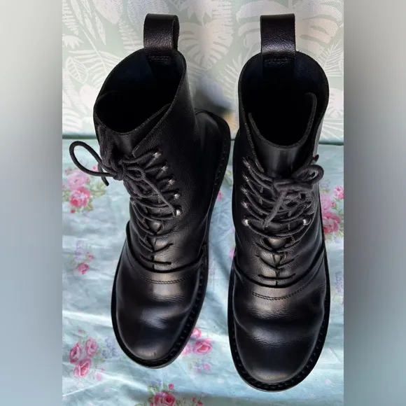 Trippen Lady F Leather Wedge Lace Up boots in Black color EU Size 39 = US 8