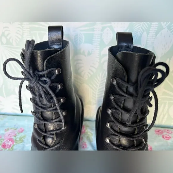 Trippen Lady F Leather Wedge Lace Up boots in Black color EU Size 39 = US 8