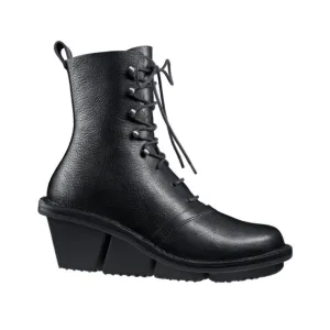 Trippen Lady F Leather Wedge Lace Up boots in Black color EU Size 39 = US 8