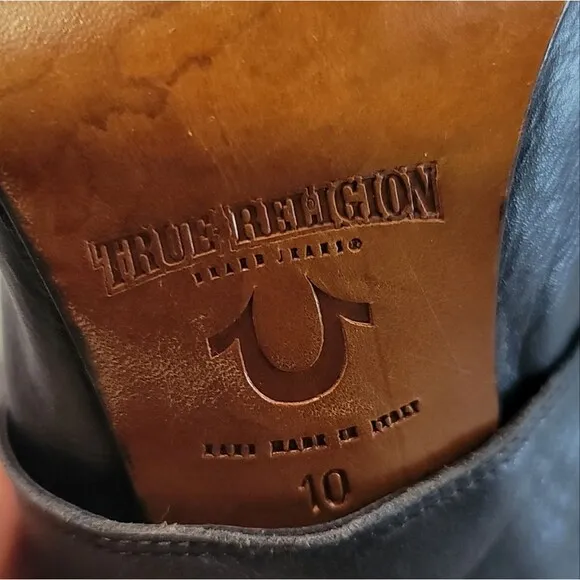 True Religion Women's Charcoal Gray Below The Knee Design &amp; Stiletto Heel Boots