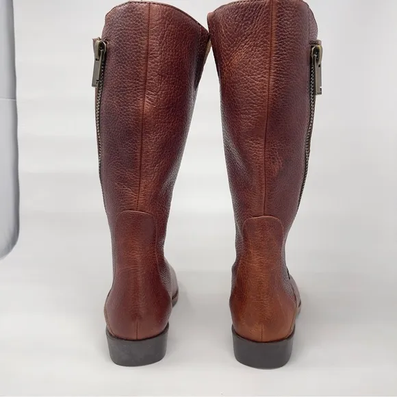 TSUBO Brown Pebbled Leather Designer Riding Boots, Women's Size 7