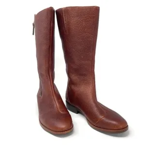 TSUBO Brown Pebbled Leather Designer Riding Boots, Women's Size 7