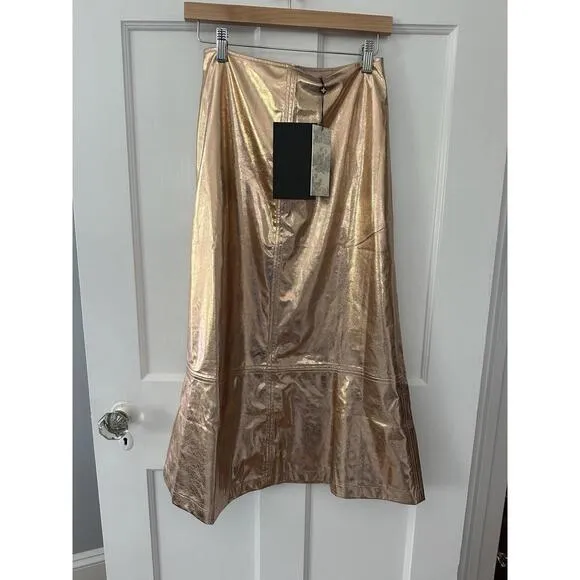 TUCKERNUCK London Gold Metallic Skirt India Hicks Collection  $198 NWT Size 0 XS