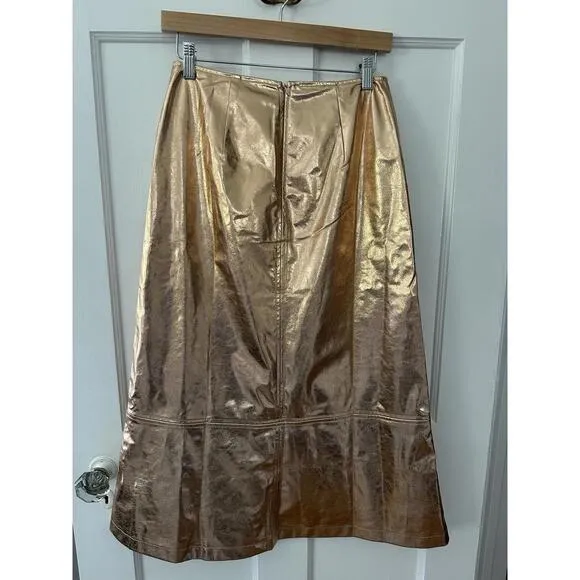 TUCKERNUCK London Gold Metallic Skirt India Hicks Collection  $198 NWT Size 0 XS