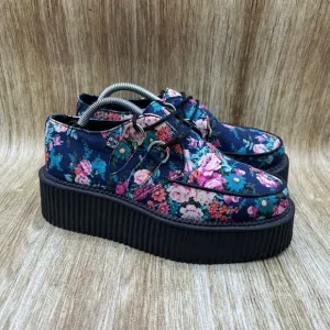 TUK Floral Platform‎ Creepers Women's Size 7 Platform Punk Rock Goth Shoes Doll