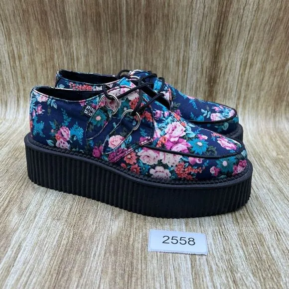TUK Floral Platform‎ Creepers Women's Size 7 Platform Punk Rock Goth Shoes Doll