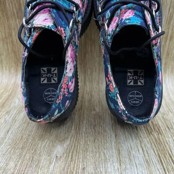TUK Floral Platform‎ Creepers Women's Size 7 Platform Punk Rock Goth Shoes Doll