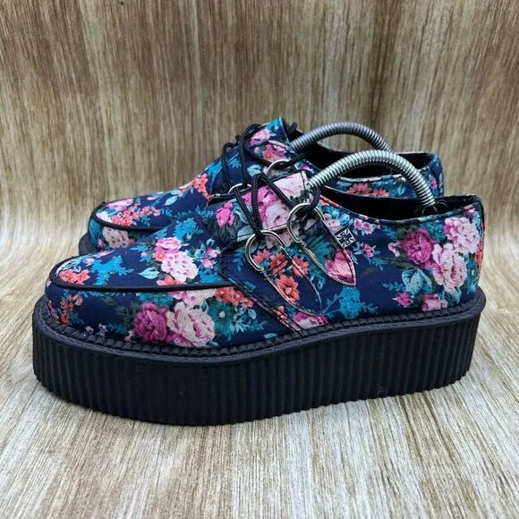 TUK Floral Platform‎ Creepers Women's Size 7 Platform Punk Rock Goth Shoes Doll
