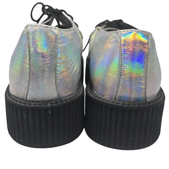 TUK Silver Holographic Creepers Shoes USM10 UKM9 EU43