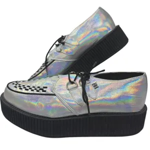 TUK Silver Holographic Creepers Shoes USM10 UKM9 EU43