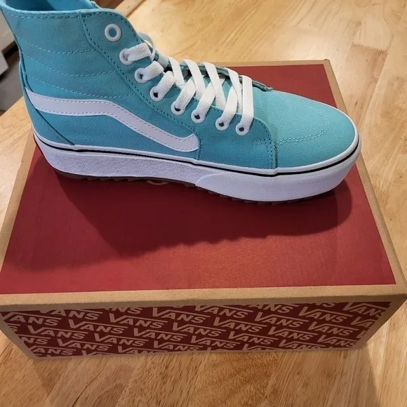 Turquoise Vans Filmore Hi Tapered Platform ST women's high-top shoes 8.5
