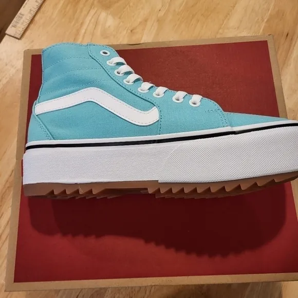 Turquoise Vans Filmore Hi Tapered Platform ST women's high-top shoes 8.5
