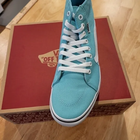 Turquoise Vans Filmore Hi Tapered Platform ST women's high-top shoes 8.5