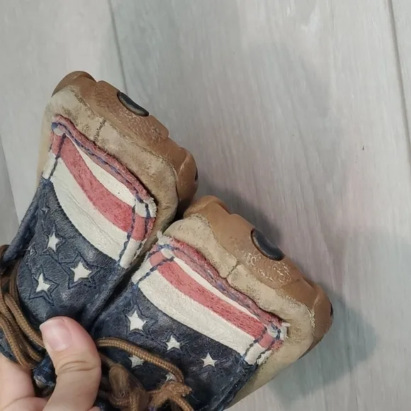 Twisted X Kids Boys Moc Hi Top American Flag Driving Shoes sz 12