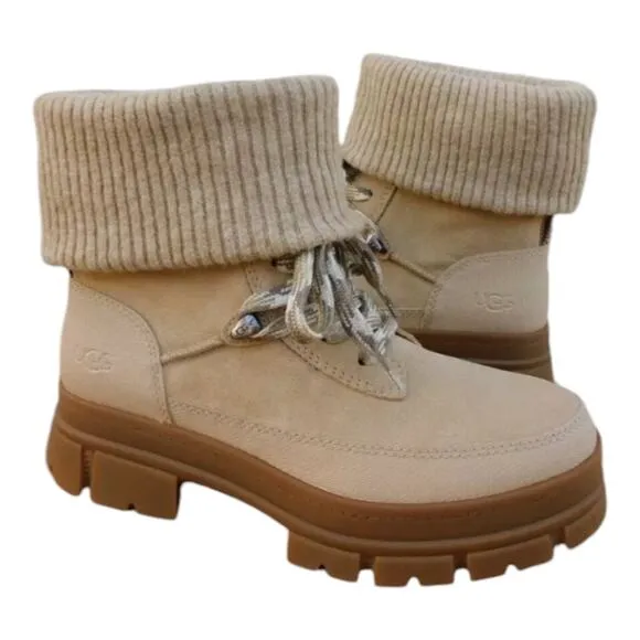 UGG ASHTON HIKER LACE UP MUSTARD SEED SUEDE WOMEN'S BOOTS SIZE 10