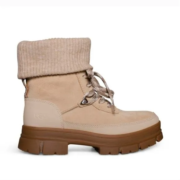 UGG ASHTON HIKER LACE UP MUSTARD SEED SUEDE WOMEN'S BOOTS SIZE 10