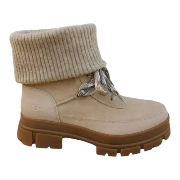 UGG ASHTON HIKER LACE UP MUSTARD SEED SUEDE WOMEN'S BOOTS SIZE 10