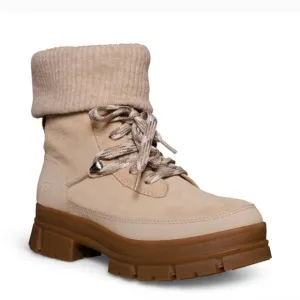 UGG ASHTON HIKER LACE UP MUSTARD SEED SUEDE WOMEN'S BOOTS SIZE 10
