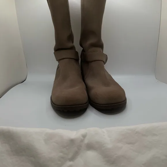 UGG Australia Women's  Silva Suede Boot Moto Biker Zip Harness Size 10 Tan Boots