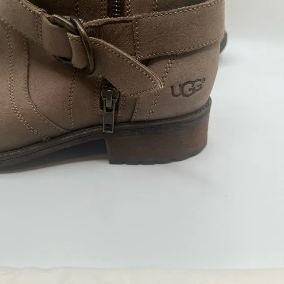 UGG Australia Women's  Silva Suede Boot Moto Biker Zip Harness Size 10 Tan Boots