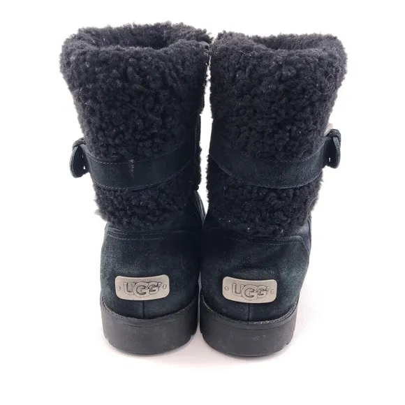 UGG Blayre III Black Leather Sheepskin Cuff Winter Boots