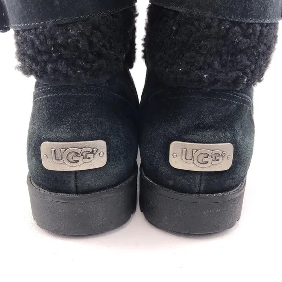 UGG Blayre III Black Leather Sheepskin Cuff Winter Boots