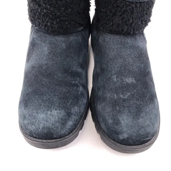 UGG Blayre III Black Leather Sheepskin Cuff Winter Boots