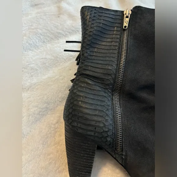 UGG Koolaburra Fringe Faded Black Snake Skin Ankle Boots