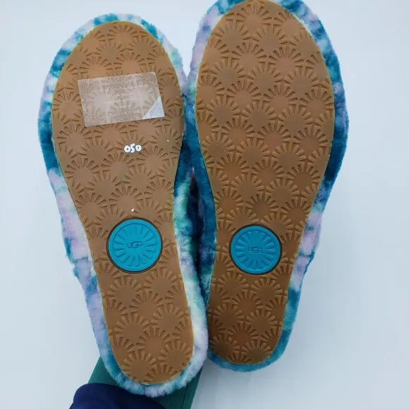 UGG Oh Yeah Marble Flats 9 Womens Slip On Fluff Slipper NWOB Blue