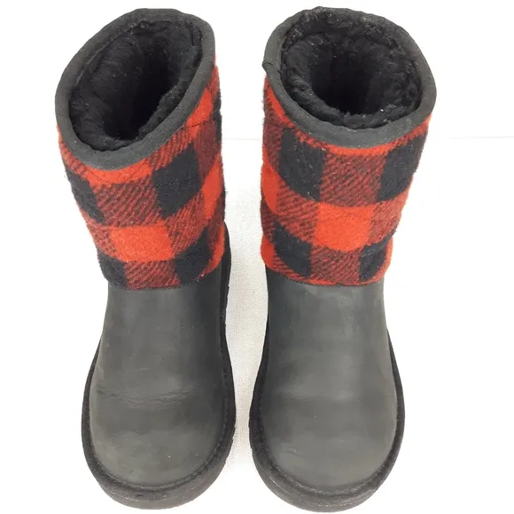 UGG RED PLAID CLASSIC YOUTH BOOTS