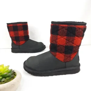 UGG RED PLAID CLASSIC YOUTH BOOTS