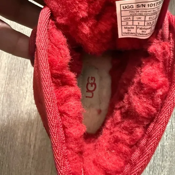 UGG Red Suede Mini Lace-Up Boots, Size 2 (EU 33.5) comfy