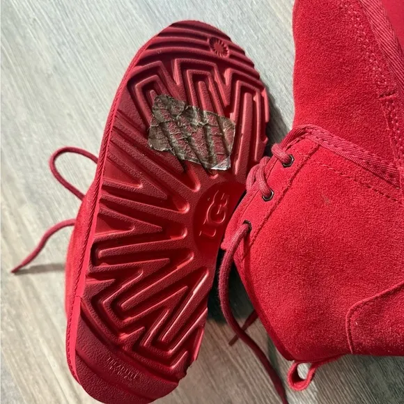UGG Red Suede Mini Lace-Up Boots, Size 2 (EU 33.5) comfy