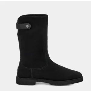 UGG ROMELY BLACK SUEDE WITH A LEATHER STRAP ATOUND CALF SIZE EU 37/US 6 NEW