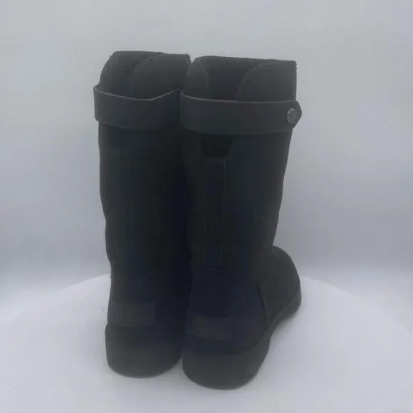 UGG ROMELY BLACK SUEDE WITH A LEATHER STRAP ATOUND CALF SIZE EU 37/US 6 NEW