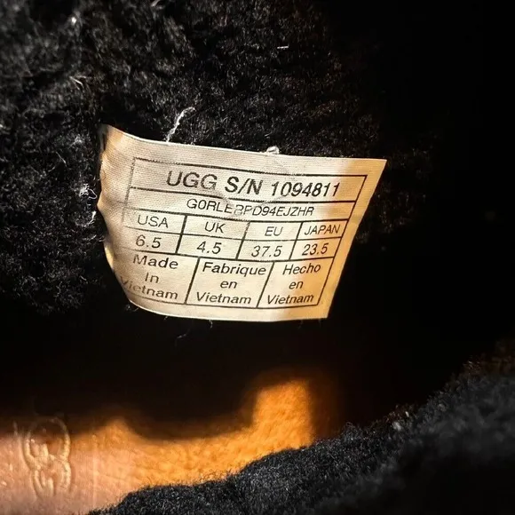UGG Suede Ankle Boots Sherpa Trim Winter Warm Comfy Black Women's 6.5‎