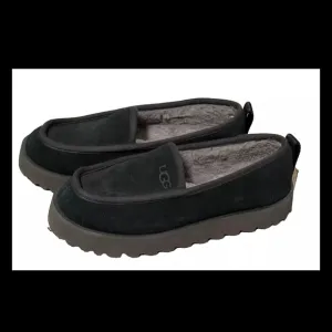 UGG Women's Super Moc Slipper Suede Black Platform Shoes Size 8